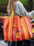 Talking Tables lemon and striped print recycled tote bag, imported from the UK