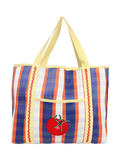 Talking Tables tomato and striped print tote bag (British brand)