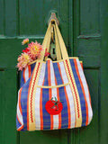 Talking Tables tomato and striped print tote bag (British brand)