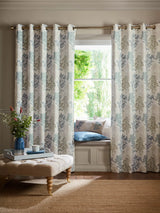 John Lewis Lined Eyelet Curtains with Floral Design, Seaspray, Pair- Buy online at McGrocer
