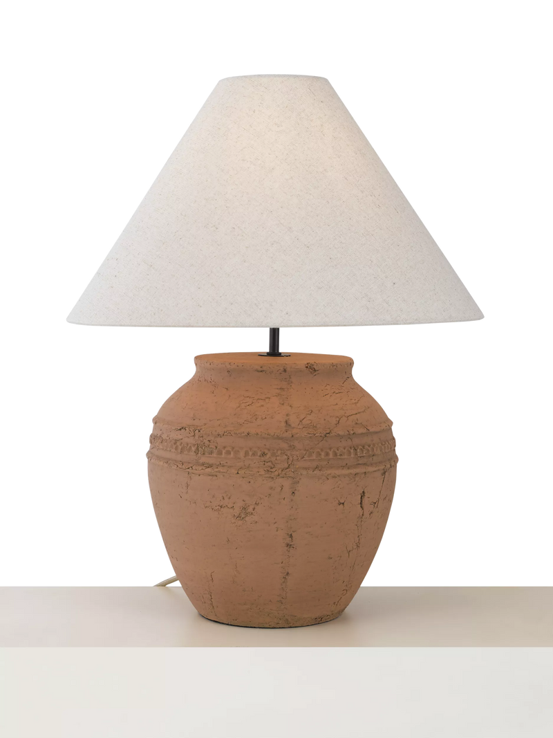 John Lewis Dunstan terracotta table lamp with cream shade - British product