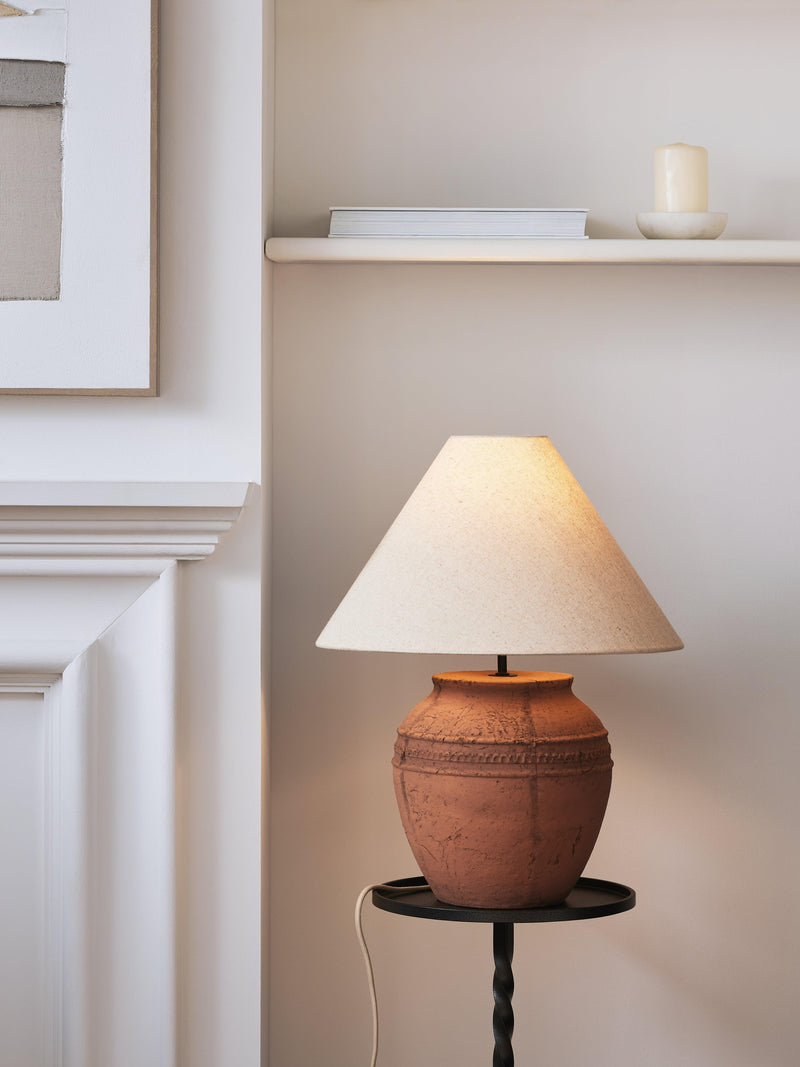 John Lewis Dunstan terracotta table lamp with cream shade - British product