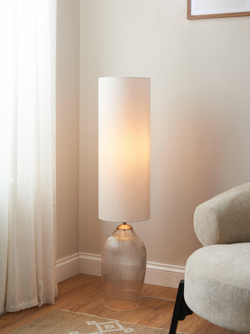 John Lewis Fulbrook ribbed glass floor lamp clear H111cm (British brand)