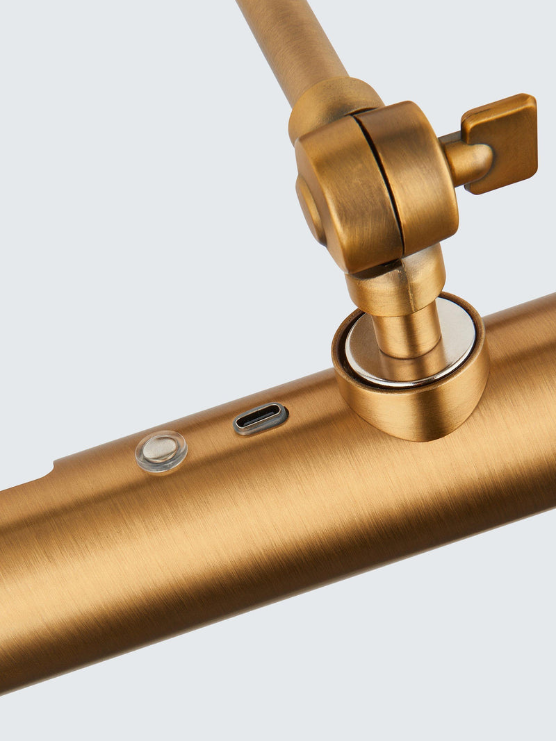 John Lewis Nicolas cordless picture wall light brass, imported from the UK