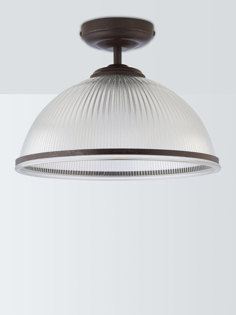 John Lewis Tristan ribbed glass semi flush ceiling light bronze, UK version