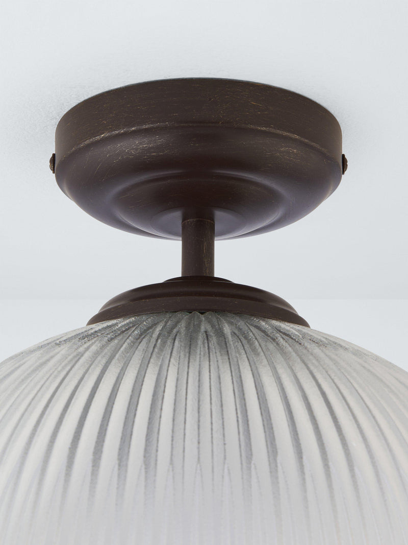 John Lewis Tristan ribbed glass semi flush ceiling light bronze, UK version