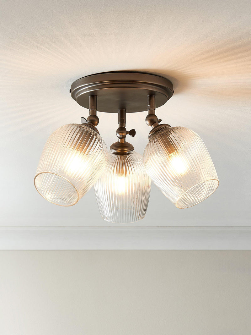 John Lewis Fulbrook 3 glass shade ceiling spotlight clear 51cm (British brand)