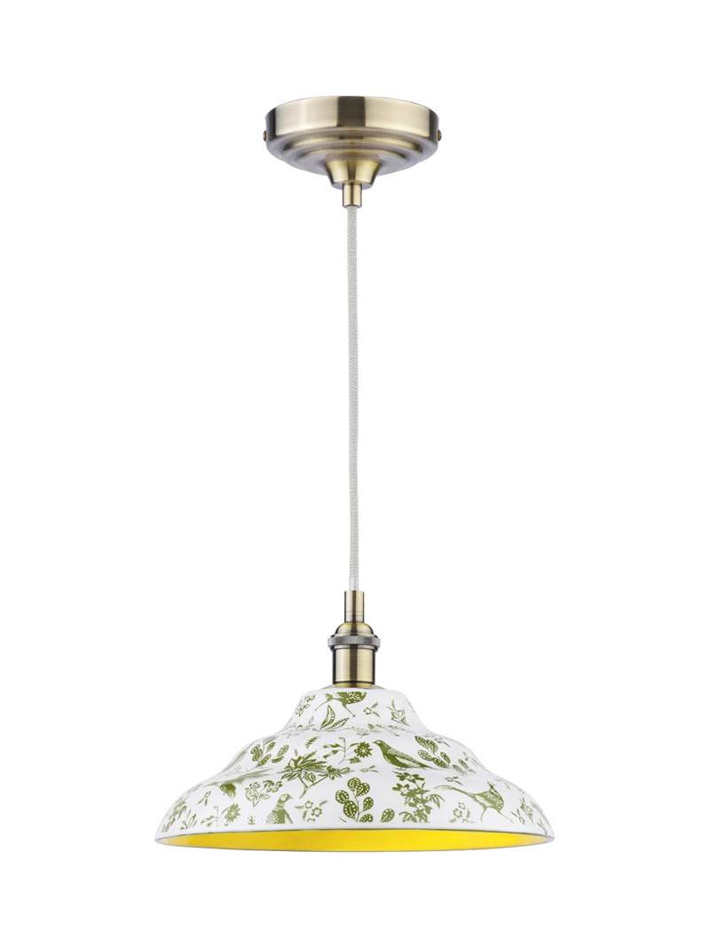 Joules pheasant print ceramic ceiling light light green, imported from the UK