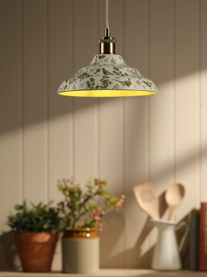 Joules pheasant print ceramic ceiling light light green, imported from the UK