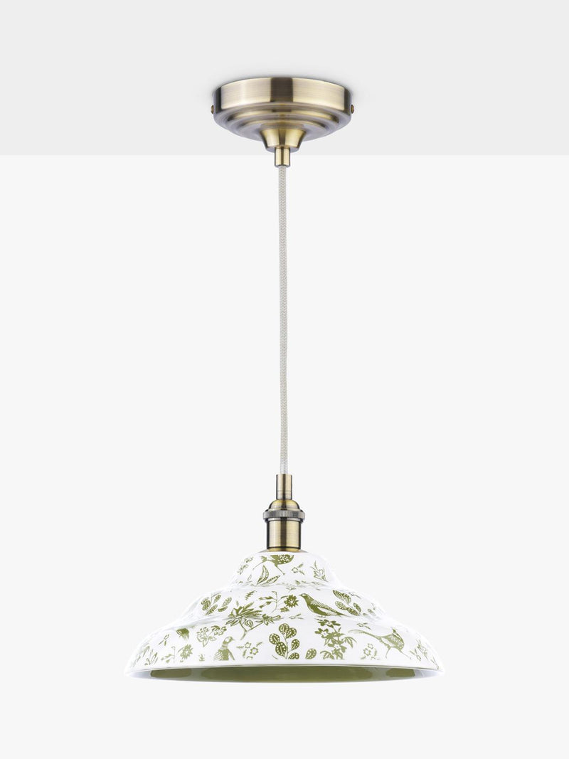 Joules pheasant print ceramic ceiling light light green, imported from the UK