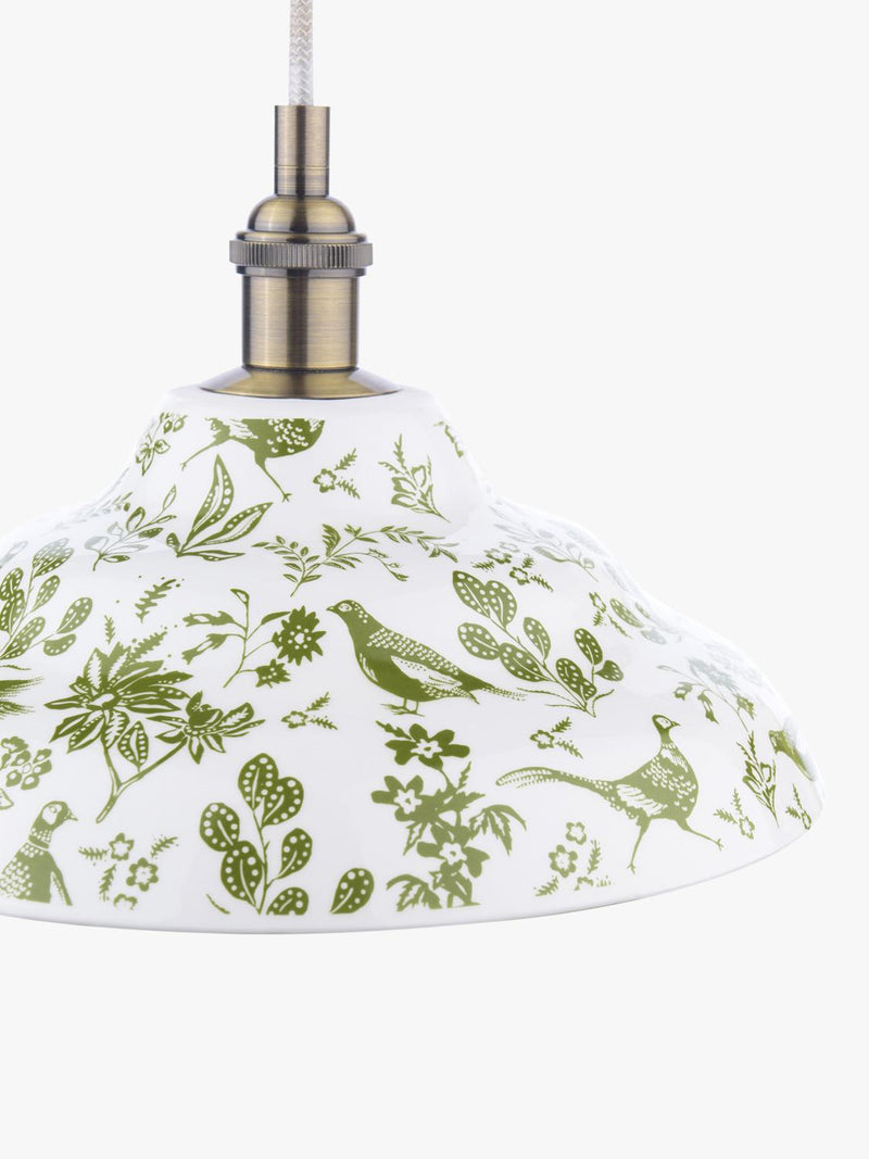 Joules pheasant print ceramic ceiling light light green, imported from the UK