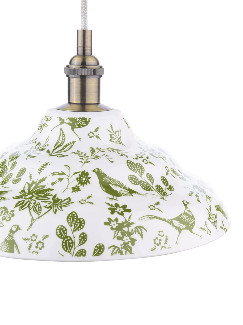 Joules pheasant print ceramic ceiling light light green, imported from the UK