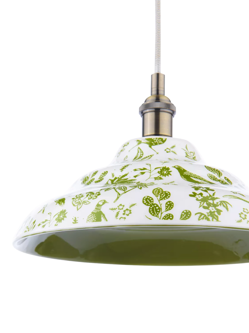 Joules pheasant print ceramic ceiling light light green, imported from the UK