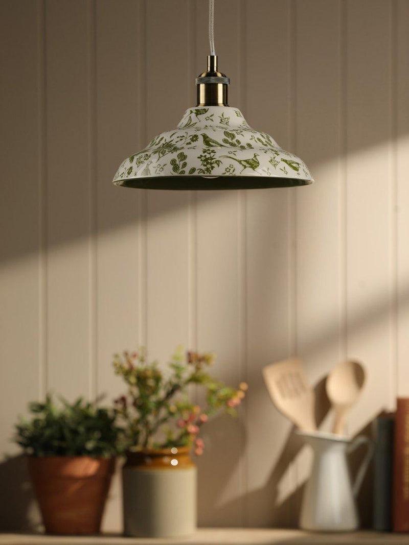 Joules pheasant print ceramic ceiling light light green, imported from the UK
