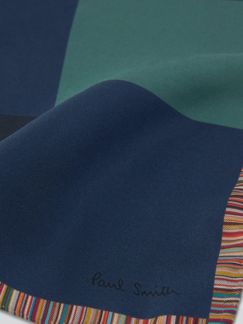 Paul Smith blue check silk pocket square - British product