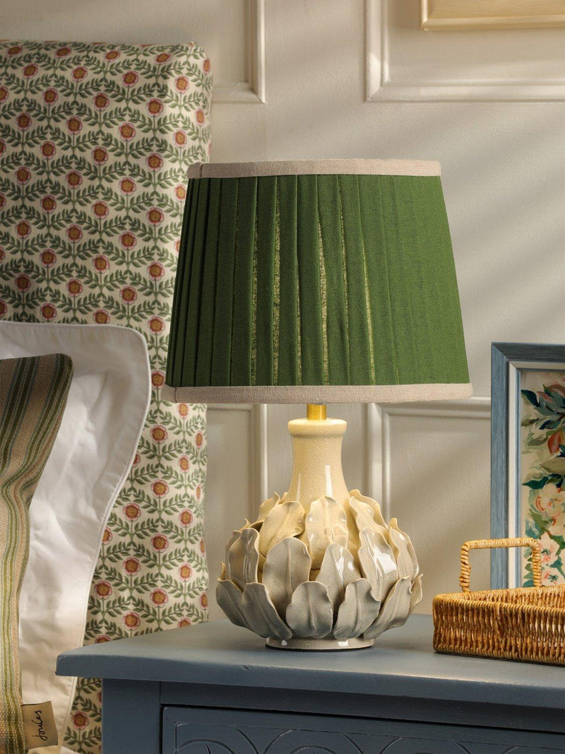 Joules Chatsworth small ceramic leaf table lamp natural cream, UK version
