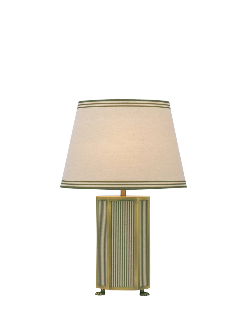 Joules Helmingham striped table lamp light green, imported from the UK