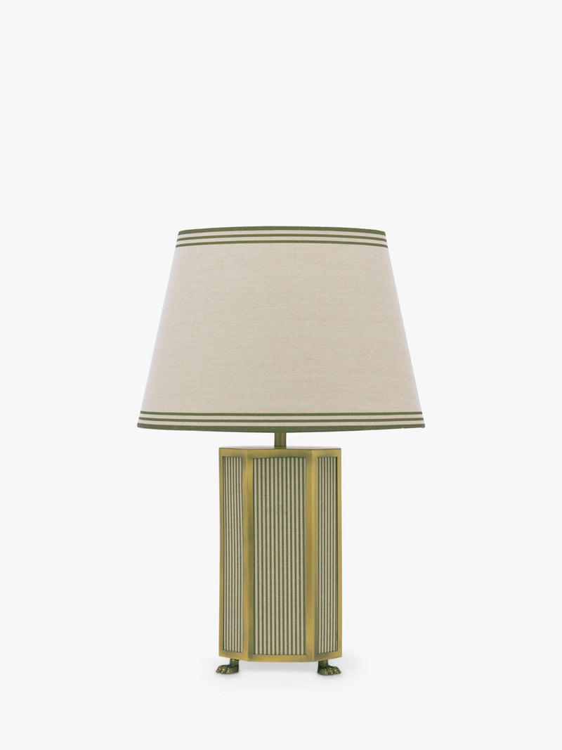 Joules Helmingham striped table lamp light green, imported from the UK