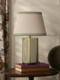 Joules Helmingham striped table lamp light green, imported from the UK