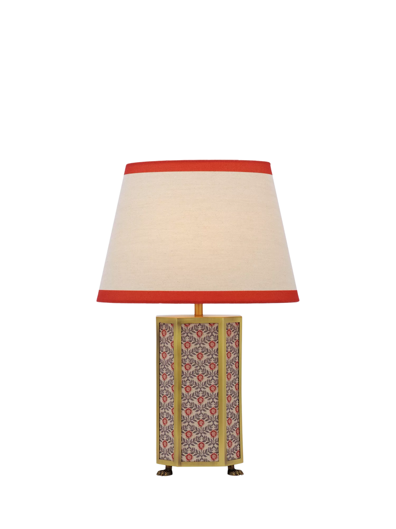 Joules Helmingham claw foot floral table lamp bright red - British product