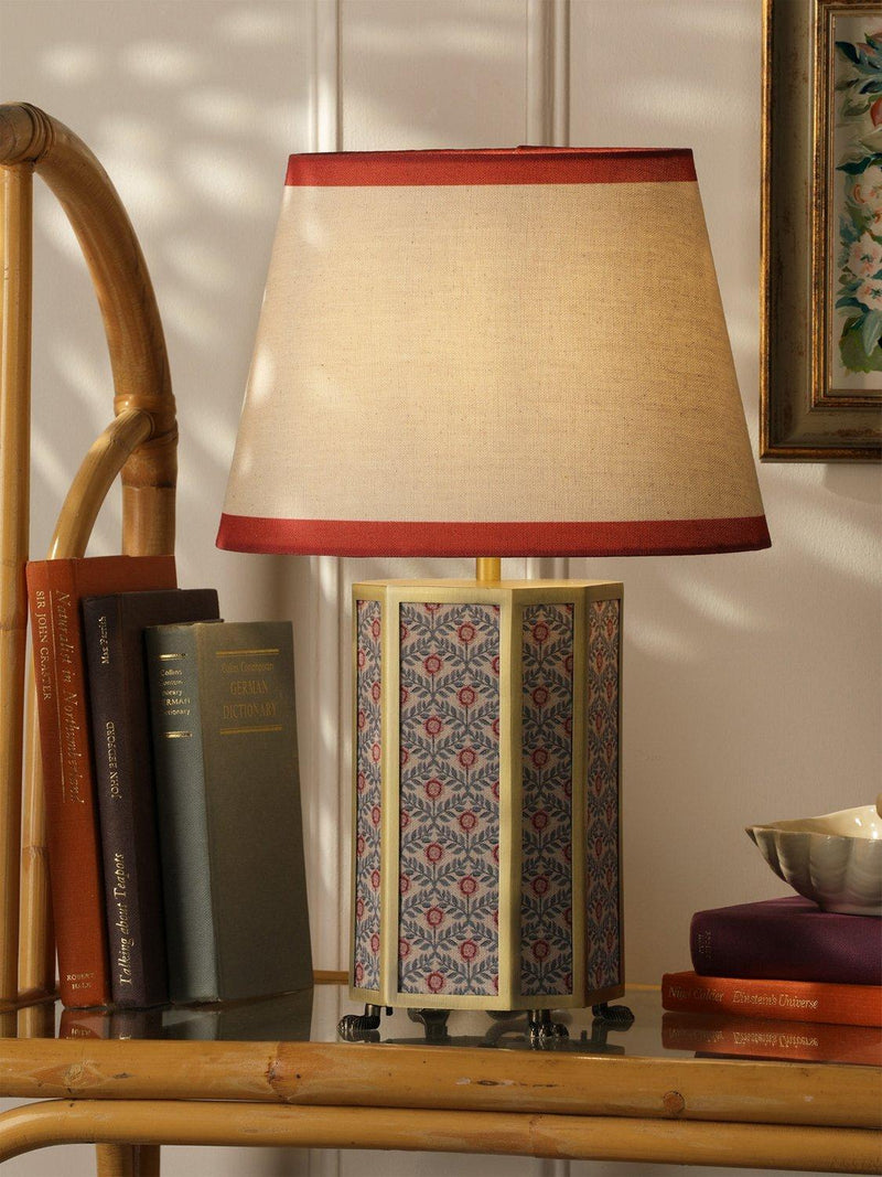 Joules Helmingham claw foot floral table lamp bright red - British product