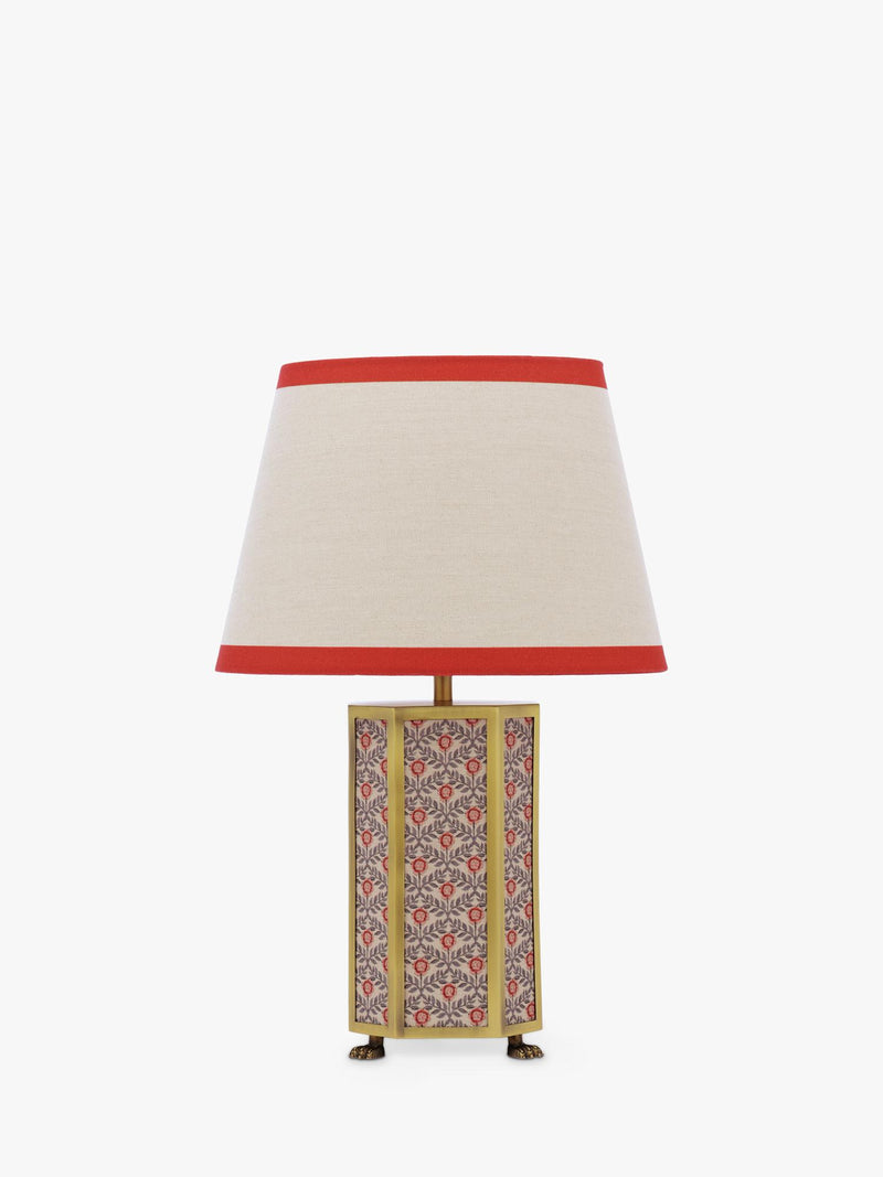 Joules Helmingham claw foot floral table lamp bright red - British product