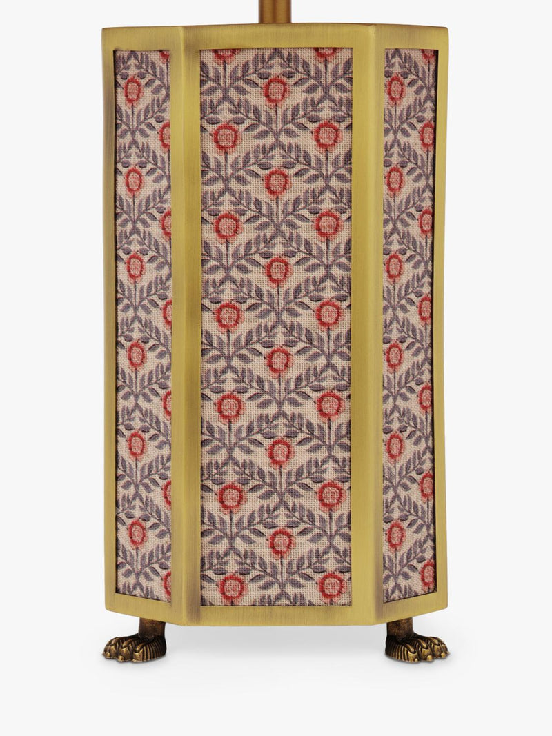 Joules Helmingham claw foot floral table lamp bright red - British product