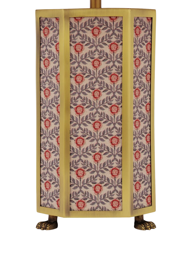 Joules Helmingham claw foot floral table lamp bright red - British product