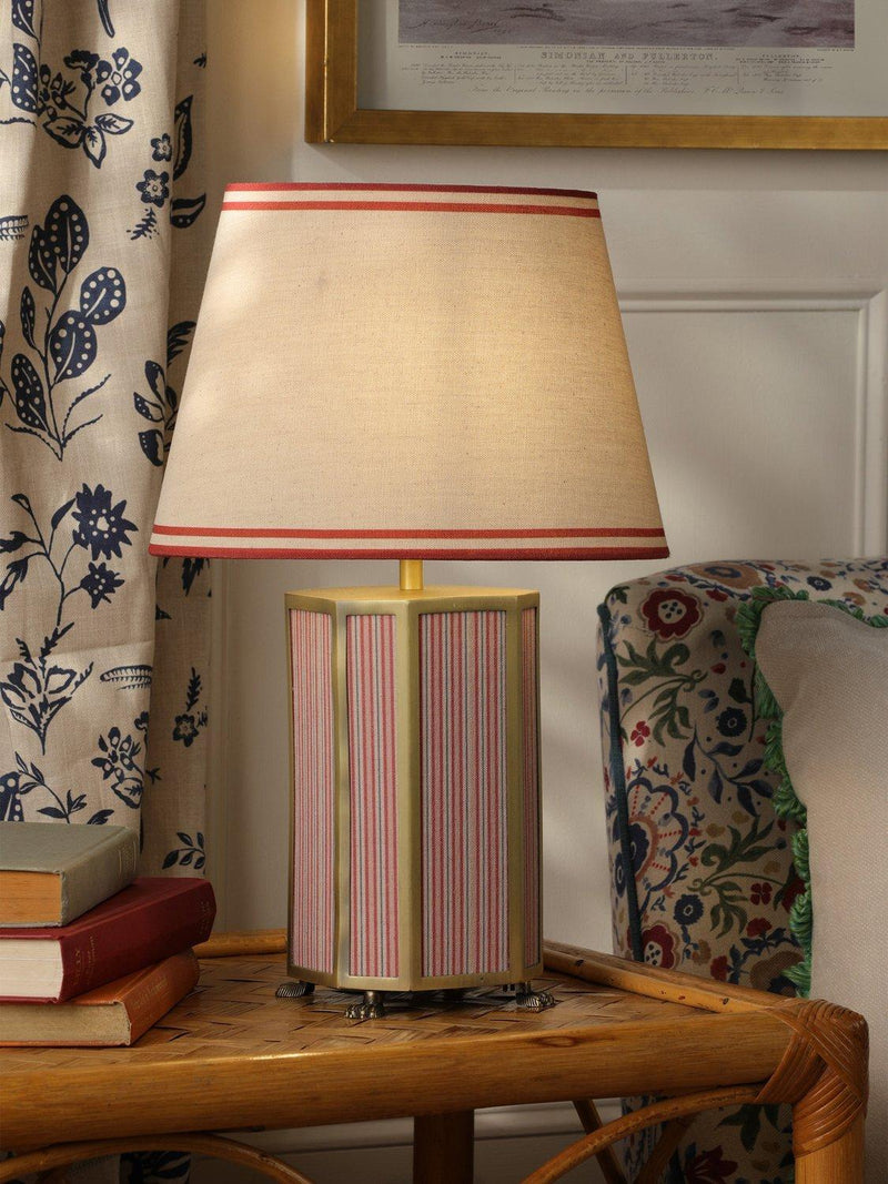 Joules Helmingham claw foot table lamp bright red, imported from the UK