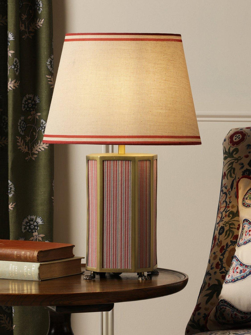 Joules Helmingham claw foot table lamp bright red, imported from the UK