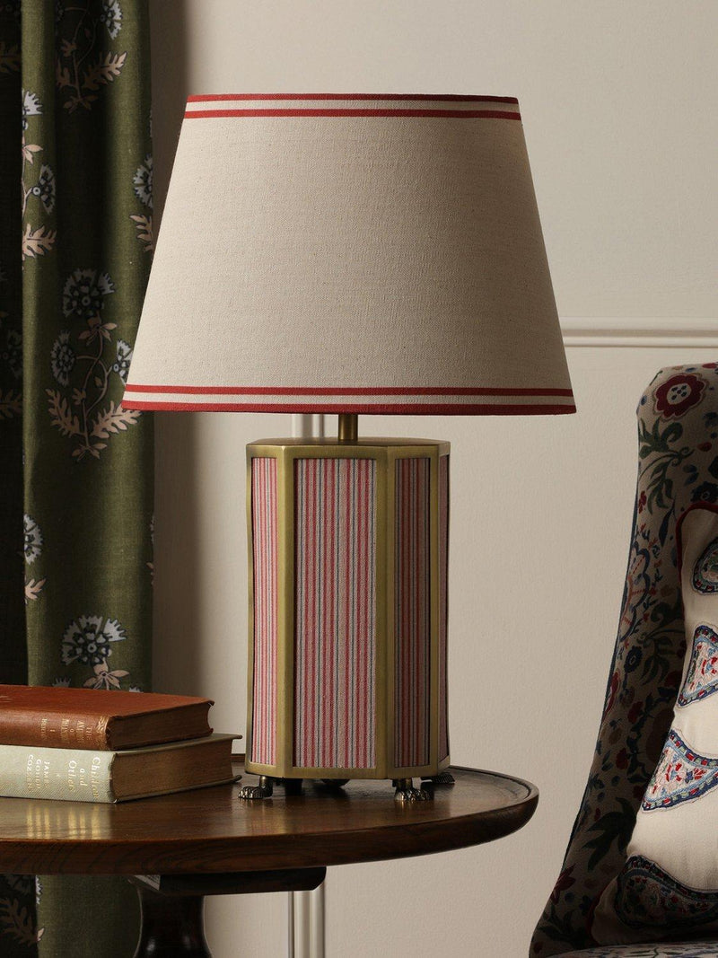 Joules Helmingham claw foot table lamp bright red, imported from the UK