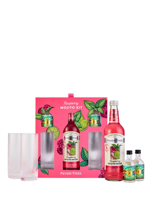 Raspberry Mojito Cocktail Set with White Rum Miniatures and Glasses 500ml