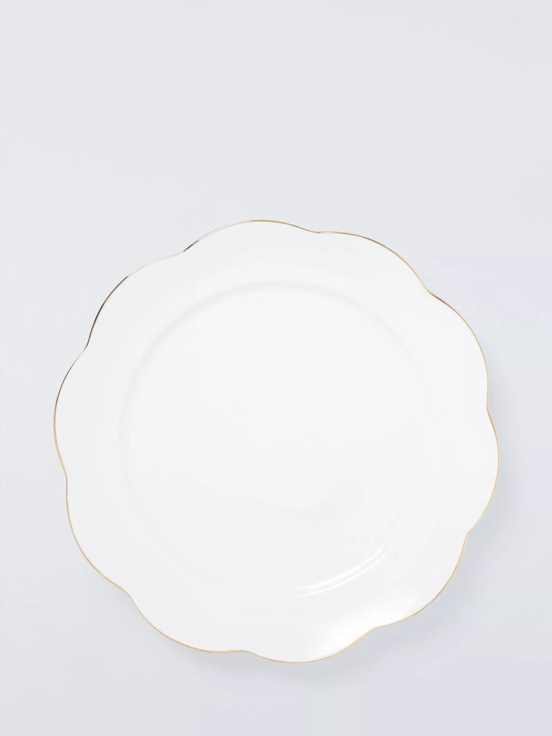 John Lewis fine china dinner plate gold rim 26.7cm, imported from the UK