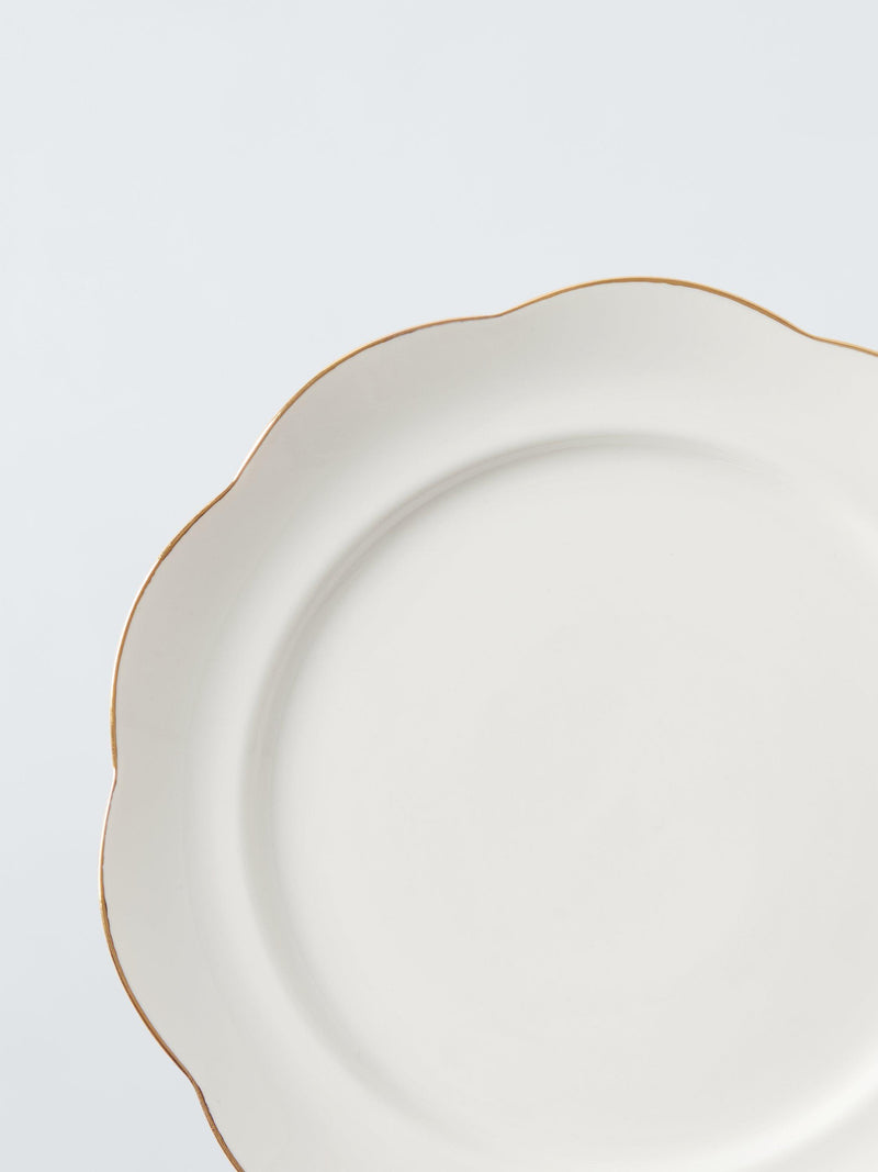 John Lewis Fleur fine china side plate 19.6cm gold rim, UK version
