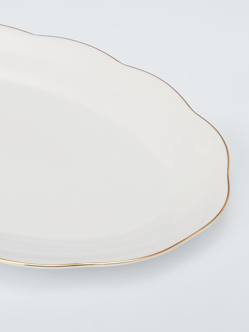 John Lewis Fleur fine china serving platter with gold rim 36.5cm (British brand)
