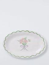 John Lewis John Lewis Flora Christmas Foliage Fine China Oval Serving Platter, 31cm, White/Multi- Buy online at McGrocer