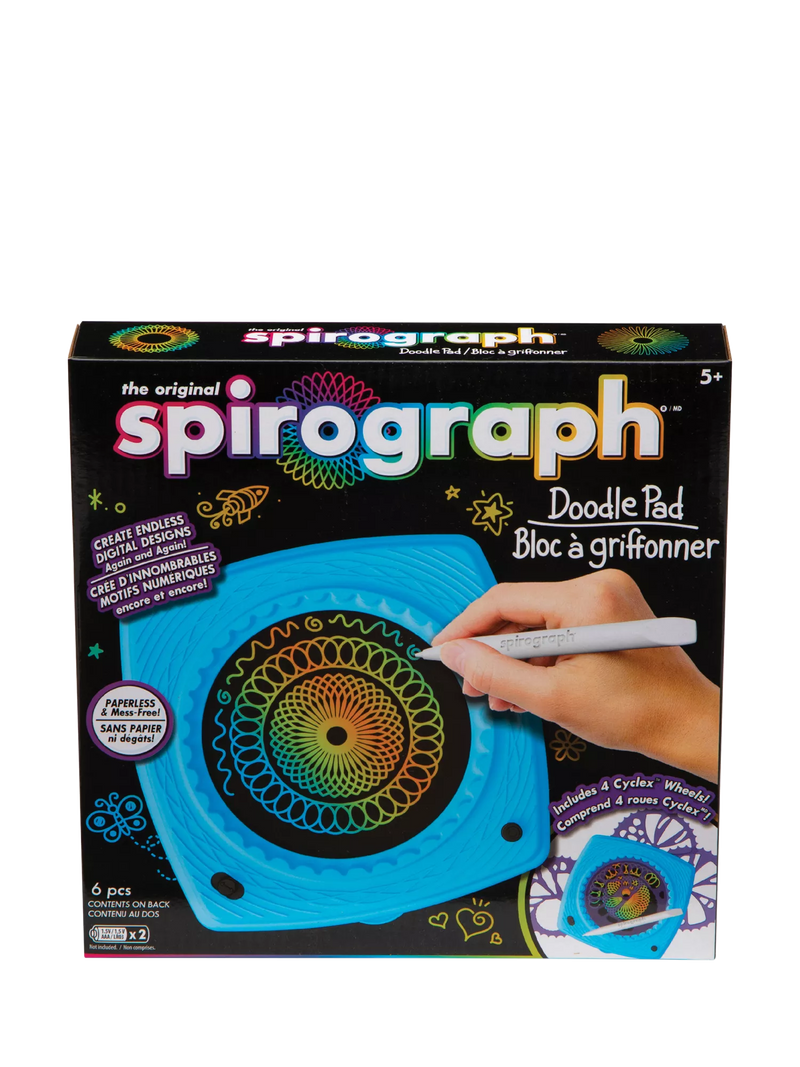 Spirograph doodle pad with LCD screen and stencil wheels (British brand)