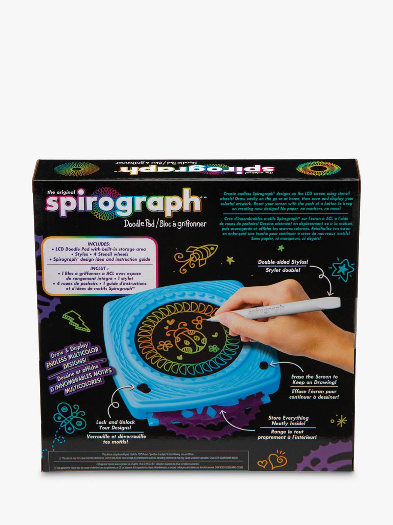 Spirograph doodle pad with LCD screen and stencil wheels (British brand)