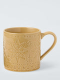 Debossed Star Snowflake Stoneware Mug 350Ml Honey