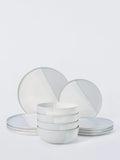 John Lewis stoneware dinnerware set 12-piece dipped glaze white/grey - British product