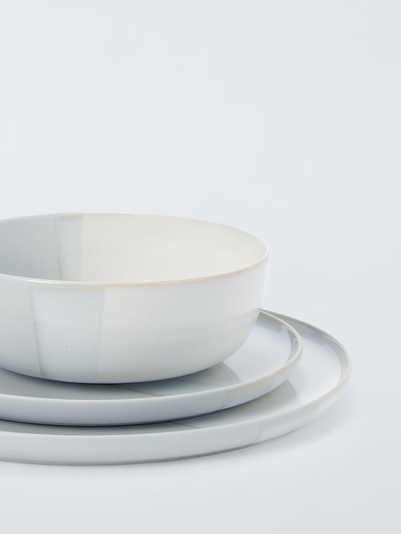 John Lewis stoneware dinnerware set 12-piece dipped glaze white/grey - British product