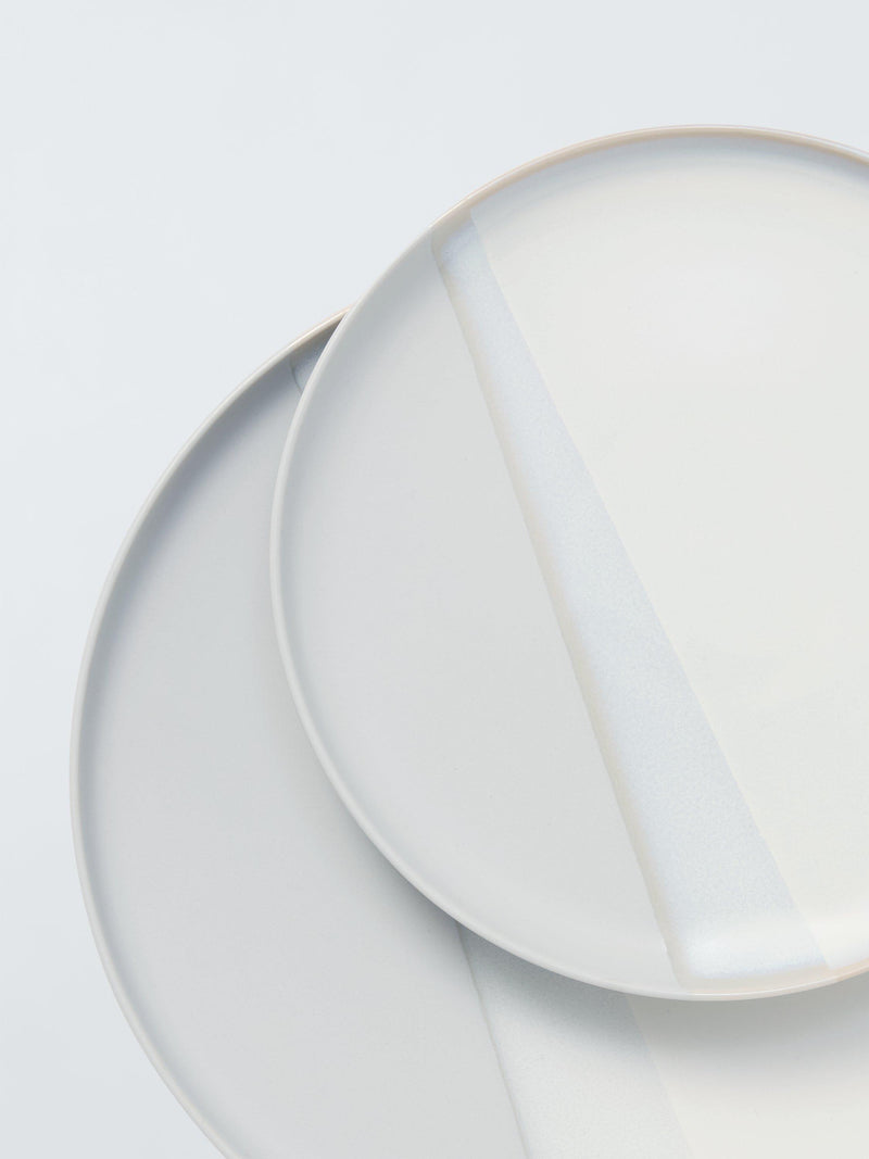John Lewis stoneware dinnerware set 12-piece dipped glaze white/grey - British product