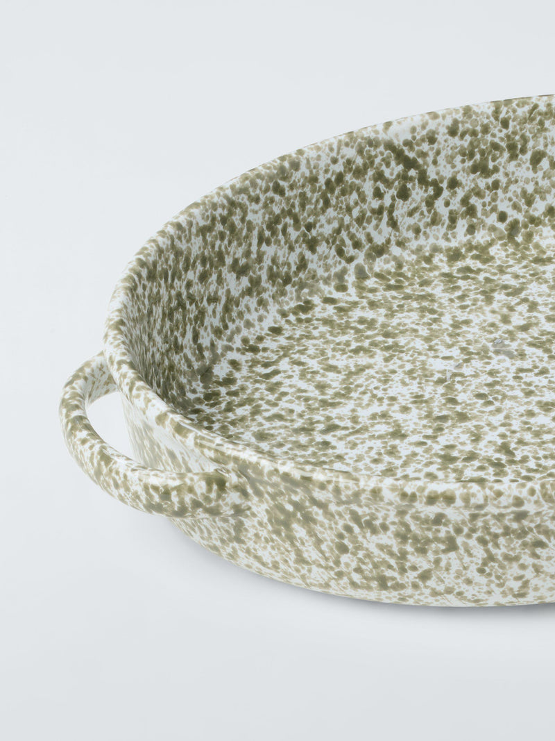 John Lewis green speckle glaze stoneware serving dish 1.8L - British product