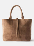 Mint Velvet suede patchwork tote bag tan (British brand)
