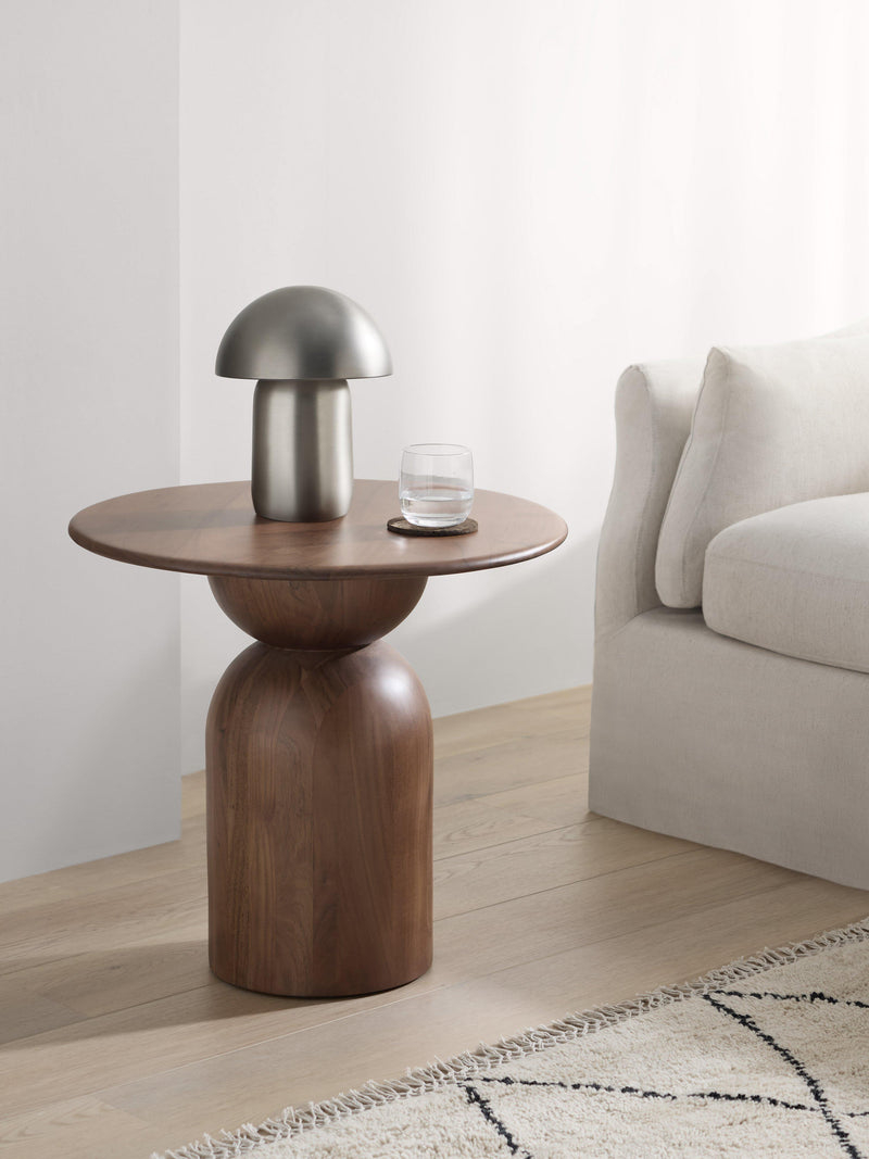 John Lewis Adina round side table walnut, imported from the UK