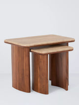 John Lewis John Lewis Adina Travertine Top Nest of 2 Tables Walnut- Buy online at McGrocer