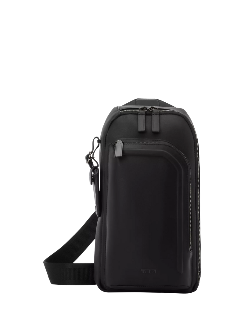 TUMI leather sling bag 12.5L Black Bombe (British brand)