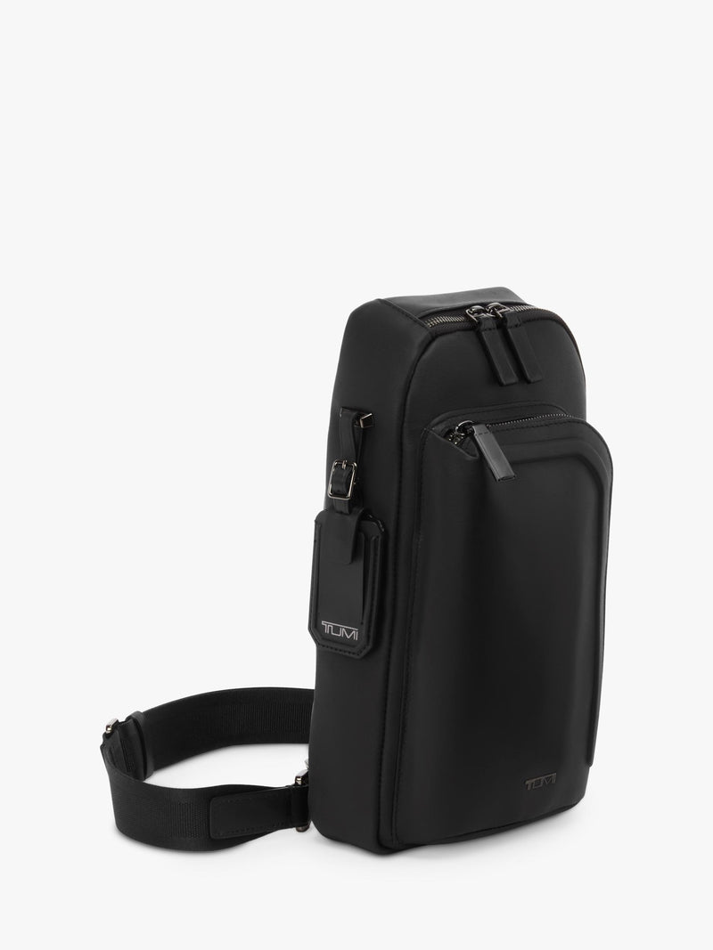 TUMI leather sling bag 12.5L Black Bombe (British brand)