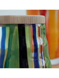 LSA International Folk striped glass container with lid 16.3cm, UK version