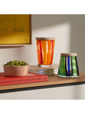 LSA International Folk striped glass container with lid 16.3cm, UK version